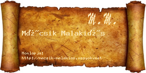 Mácsik Malakiás névjegykártya
